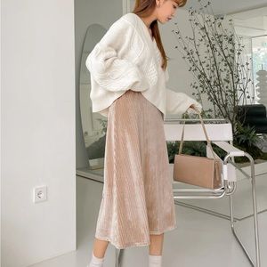 SHEIN high waist velvet skirt